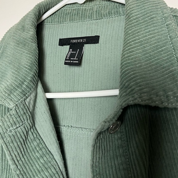 Green Corduroy Forever 21 Button Up Jacket - Picture 2 of 5